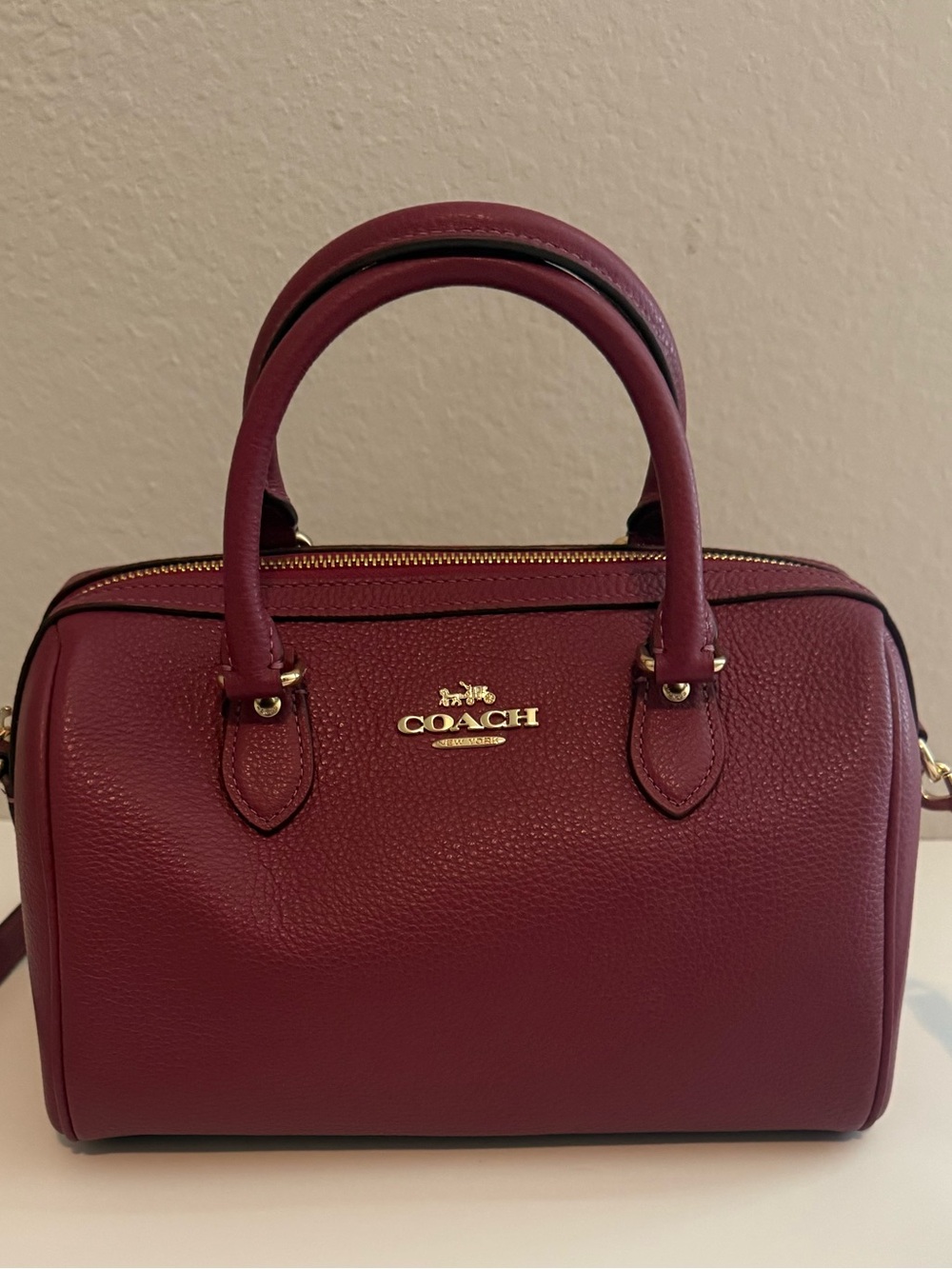 COACH Rowan Pebble Leather in Rouge